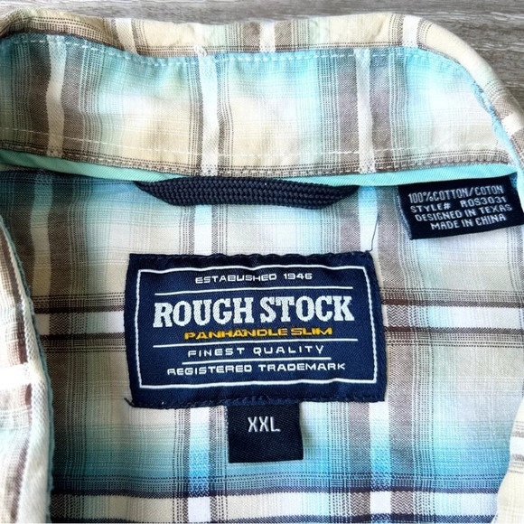 Panhandle Rough Stock Pure Cotton  Button Down Plaid Western Shirt - Picture 4 of 15